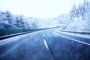 Snowy highway. Auto Transport Industry