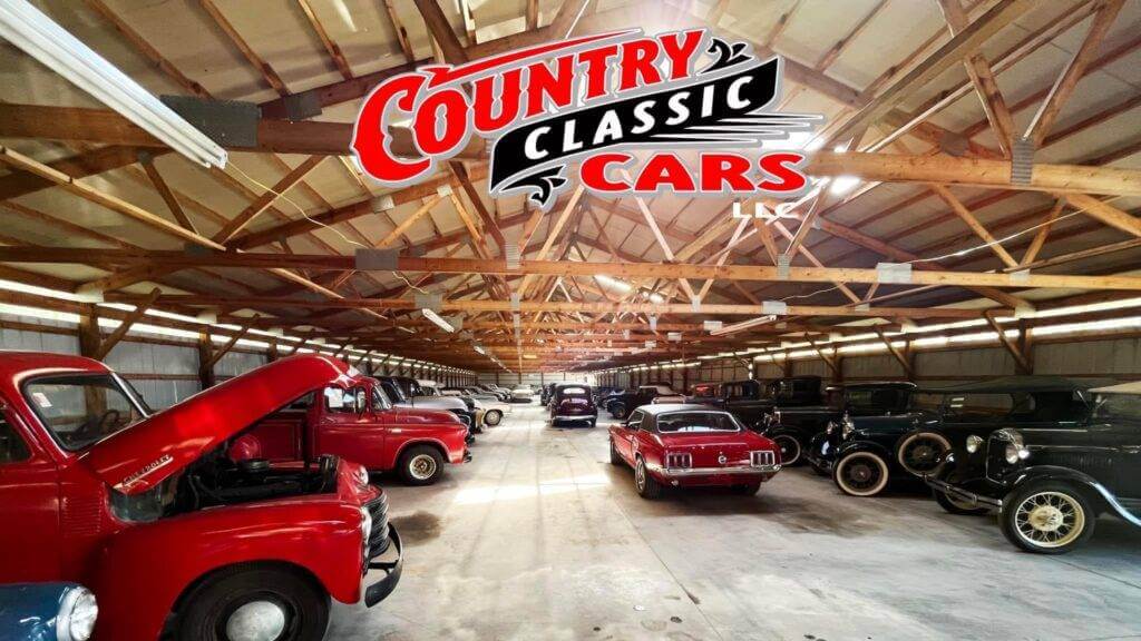 Inside one of country classic cars showrooms. This is the largest classic cars dealership in the Mid-West.
